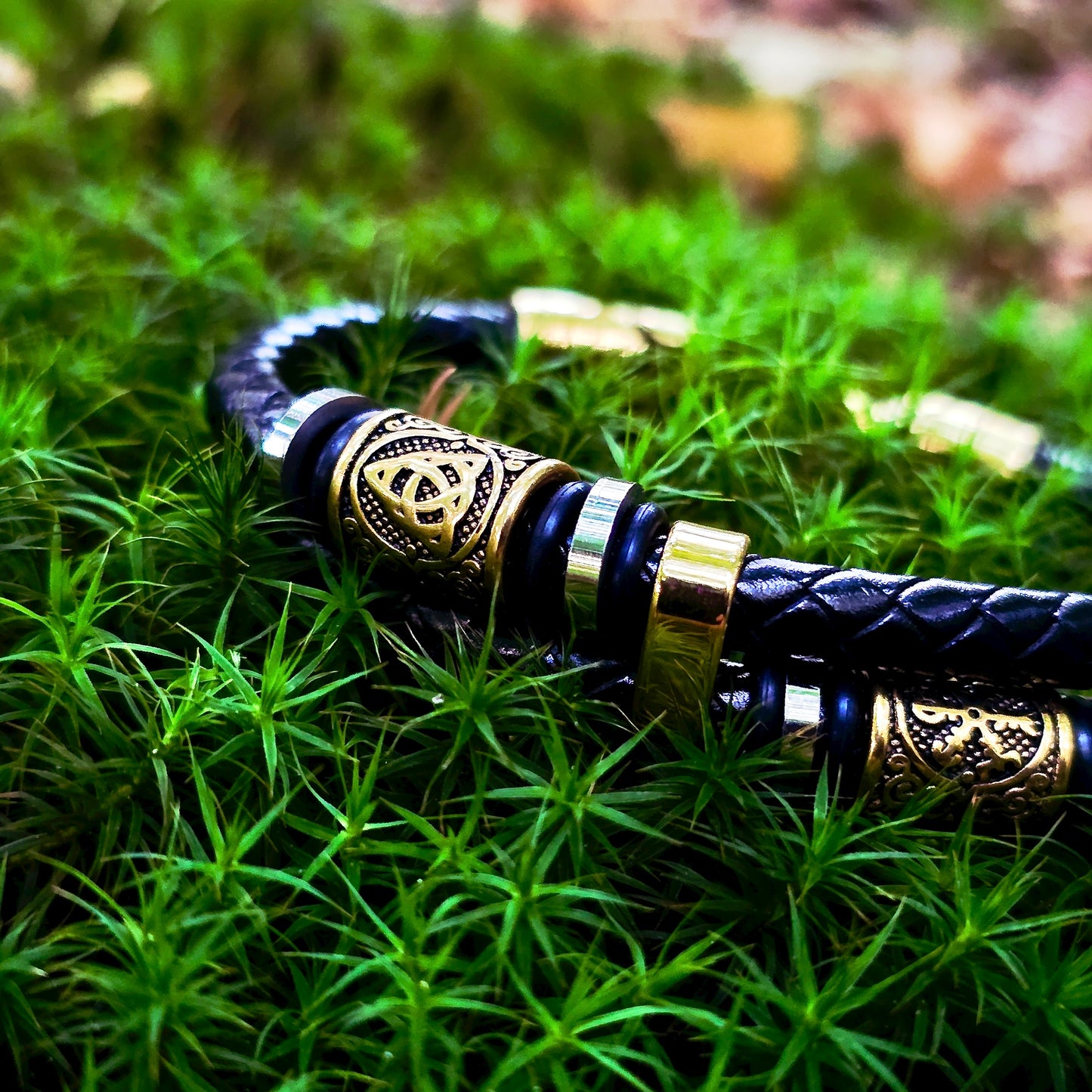 Leather Bracelet "Vegvisir and Valknut Double" (2025)