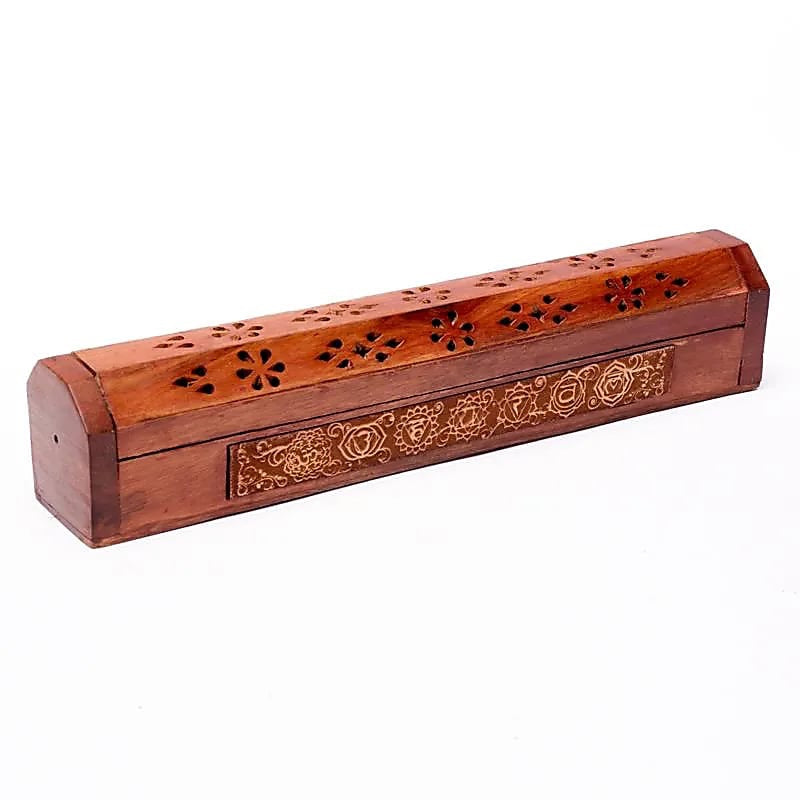 Incense holder & box in acacia wood