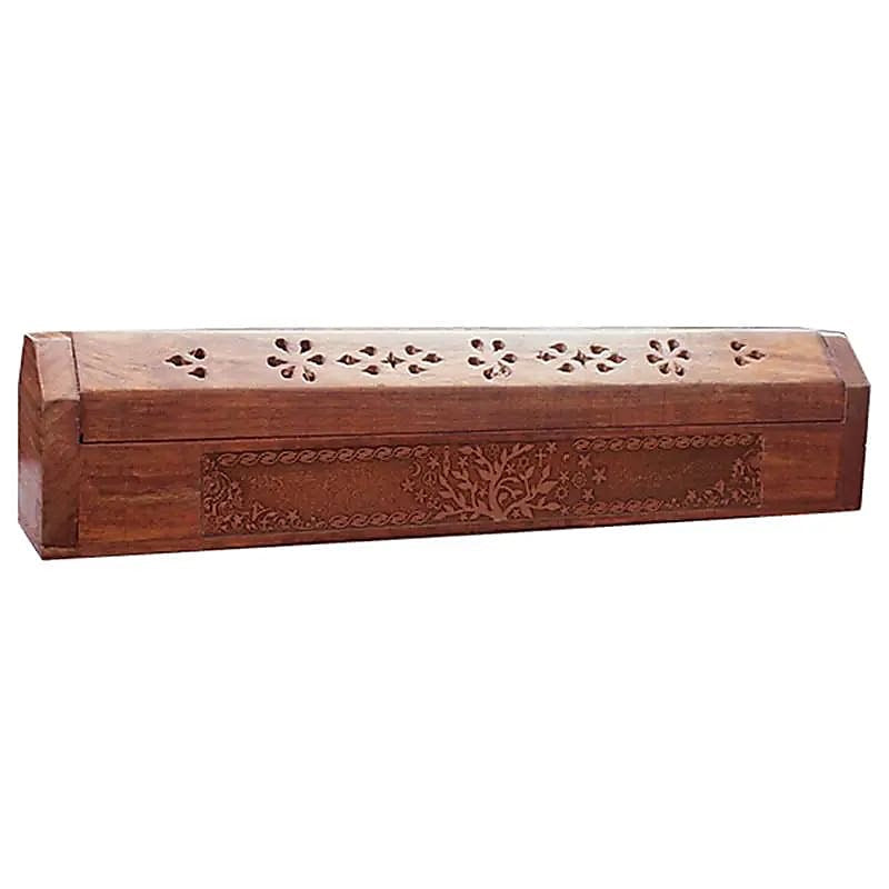 Incense holder & box in acacia wood