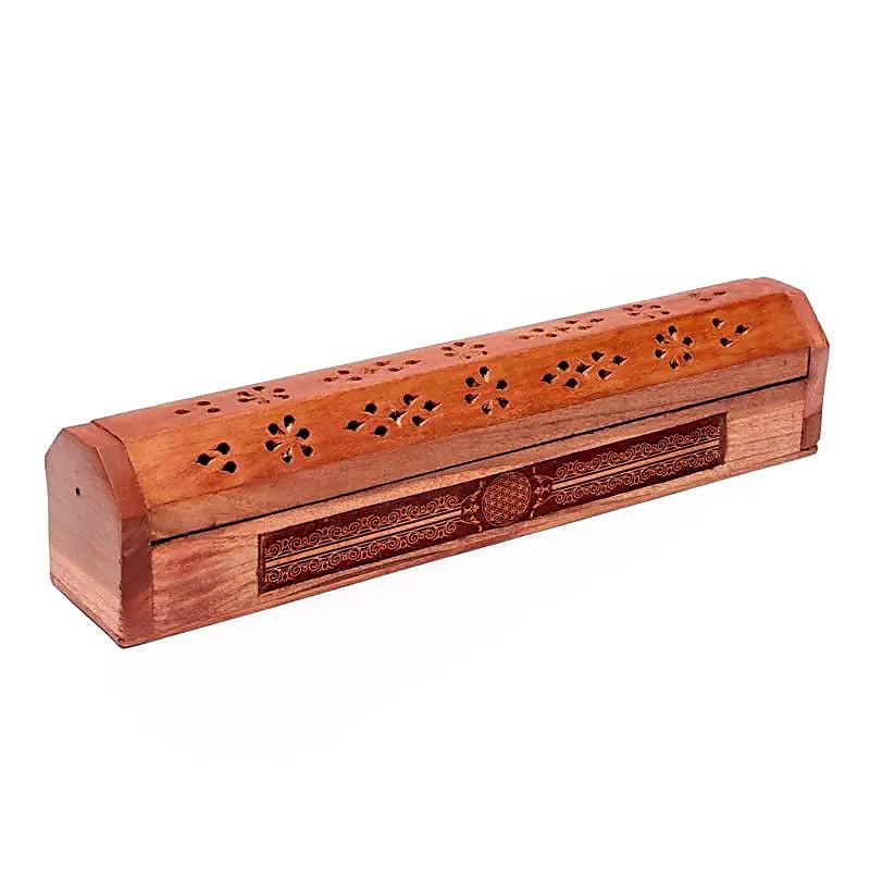Incense holder & box in acacia wood
