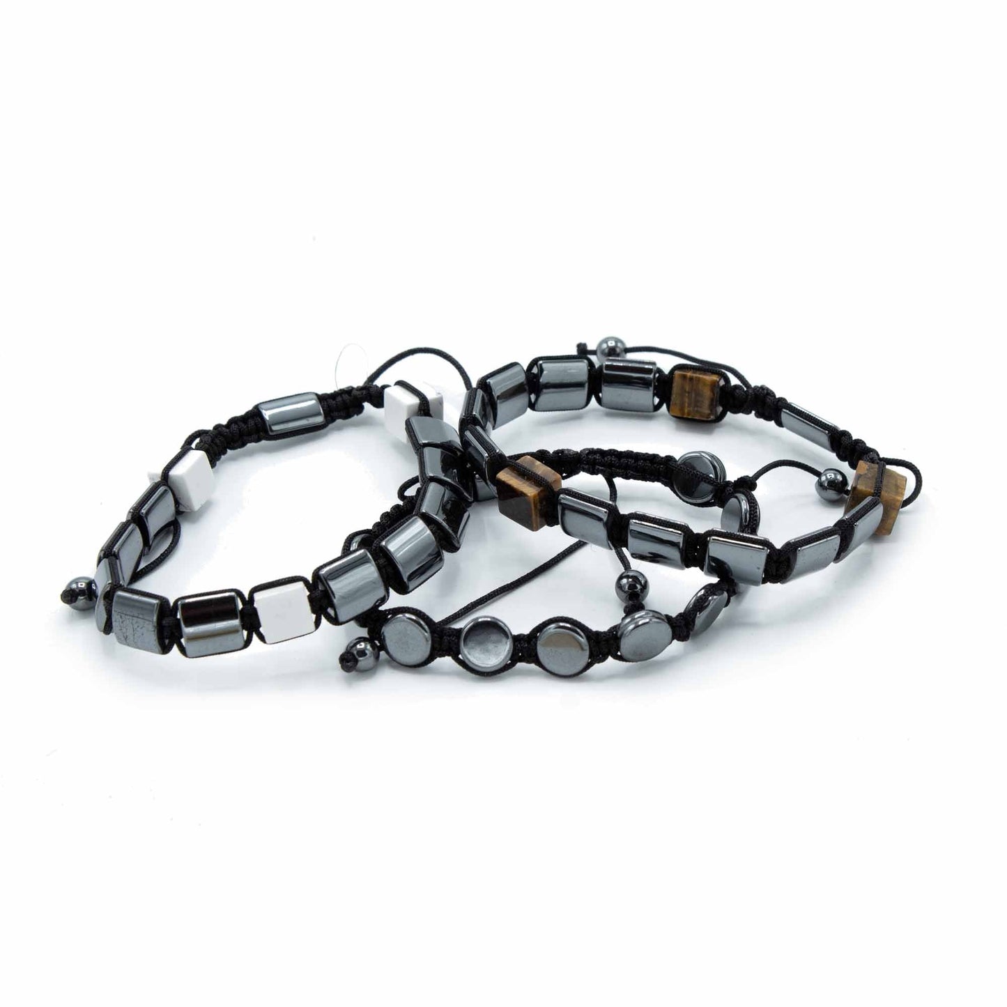 Magnetiskt Shamballa-armband av Hämatit med pyramidformad