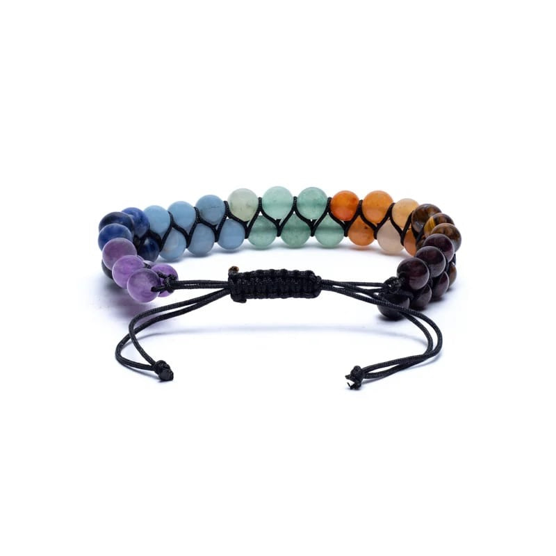 Chakraarmband – dubbla, justerbart med ädelstenar