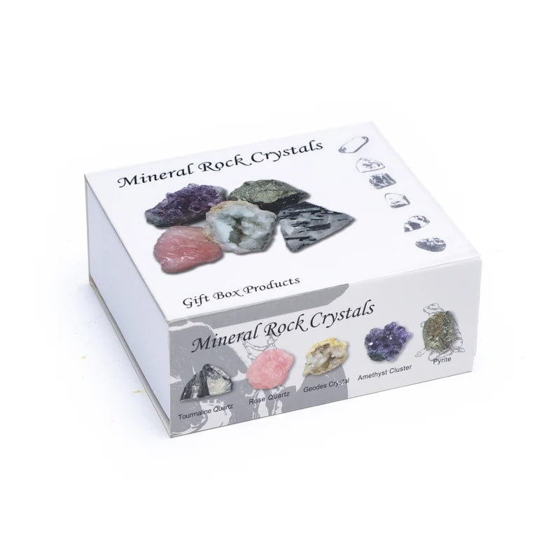 Presentset med 5 råa mineralstenar