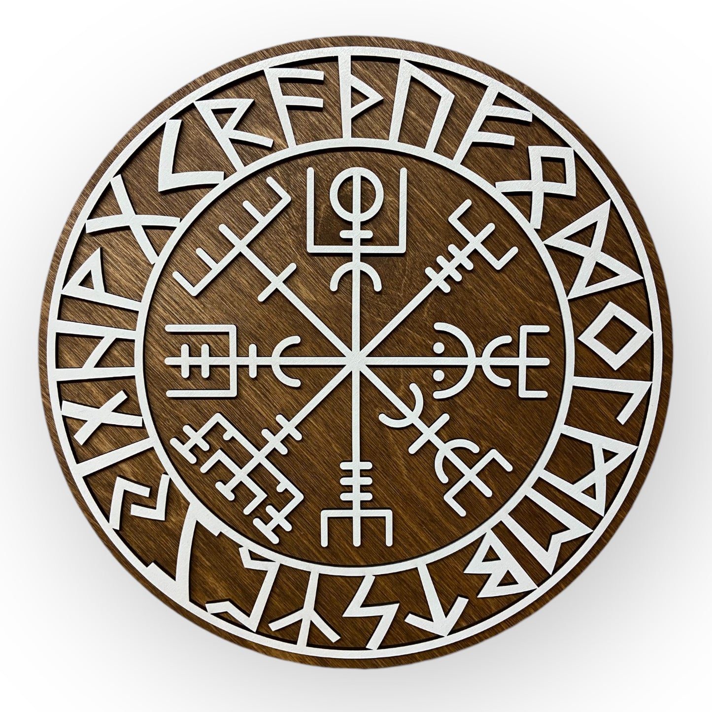 Wall decoration – Viking Shield with Runes & Viking Compass 🛡️✨ - Type 3, Vers. 3