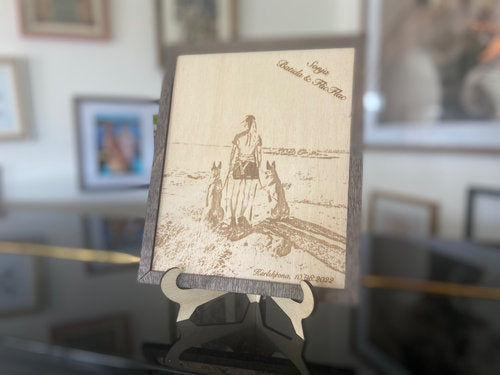 Personalized picture on plywood with frame