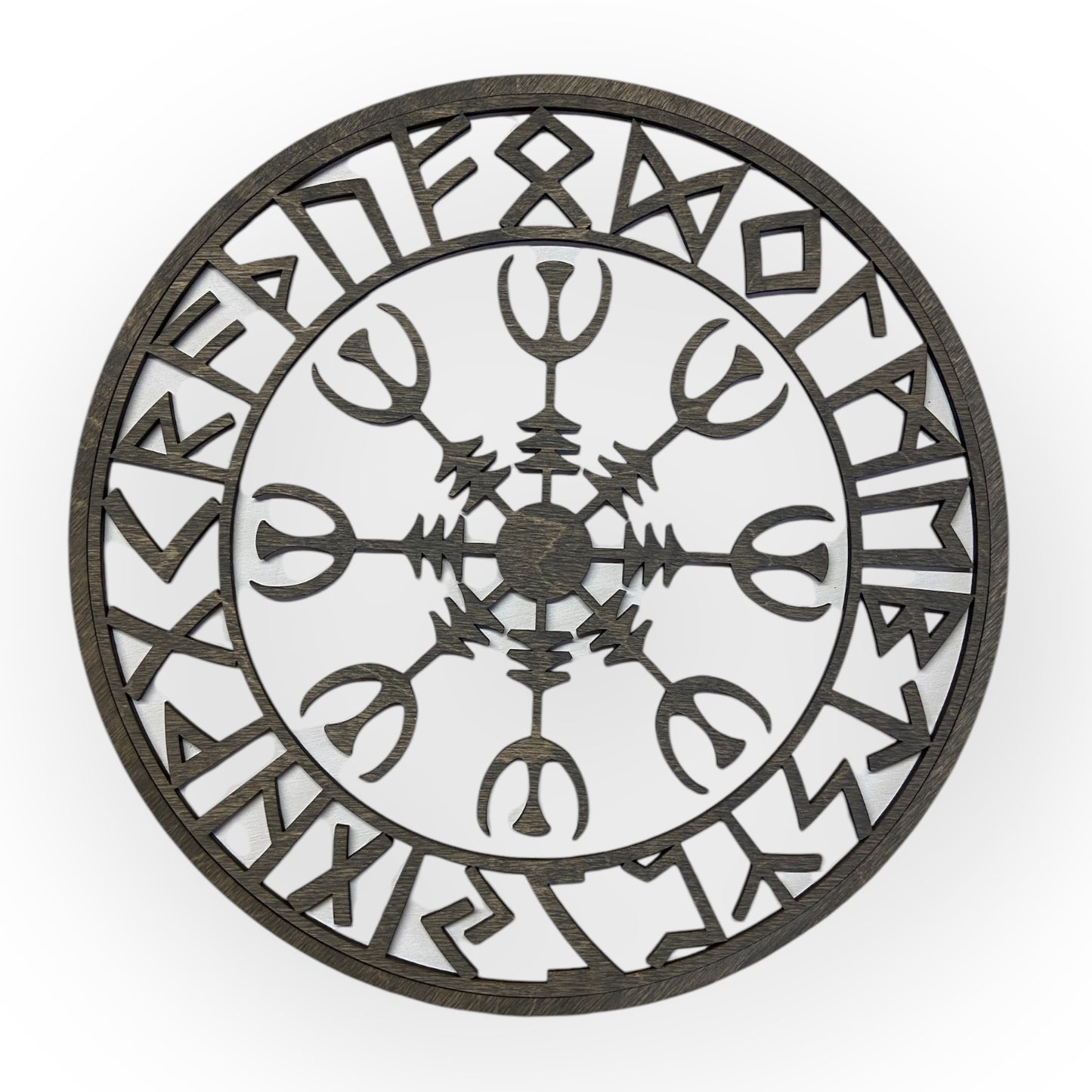Wall decoration – Viking Shield with Runes & Viking Compass 🛡️✨ - Type 4, Vers. 3