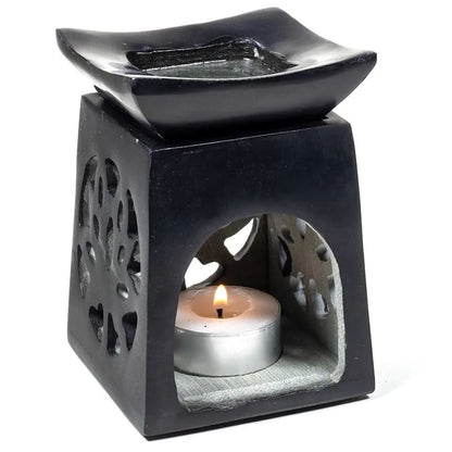 Aroma lamp 'Lotus' - Black soapstone