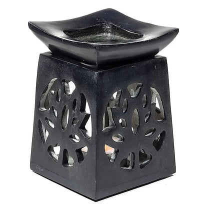 Aroma lamp 'Lotus' - Black soapstone
