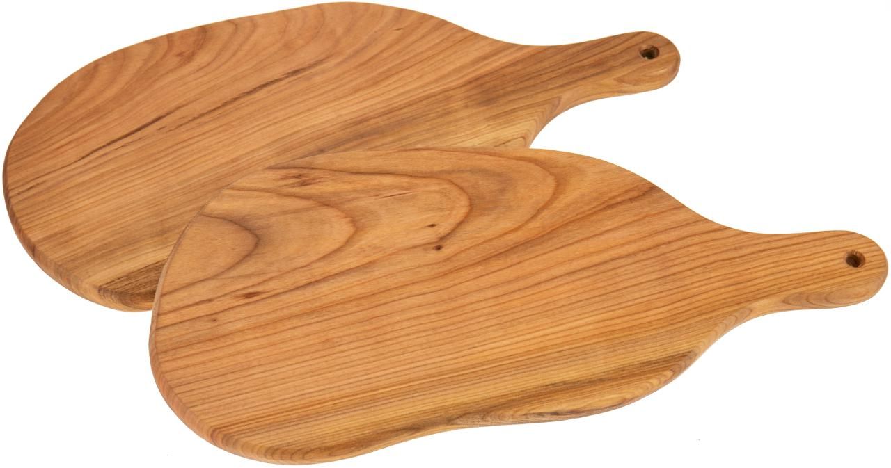 Skärbräda i naturform med handtag av körsbärsträ, oljad, 43 x 20 x 2cm
