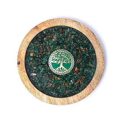 Underlay wooden tree of life, aventurine &amp; tiger's eye