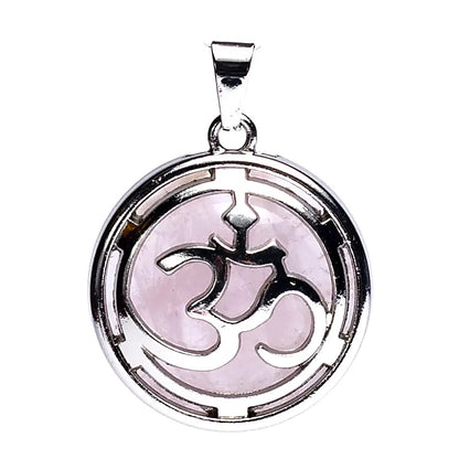 Gemstone Pendant Rose Quartz with OM Symbol (2025)