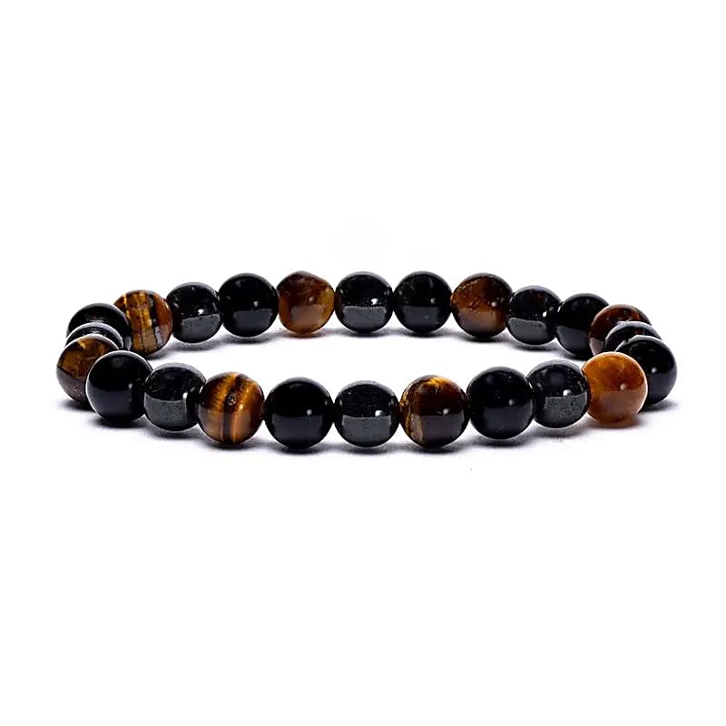 Armband aus Hämatit, Obsidian und Tigerauge, elastisch