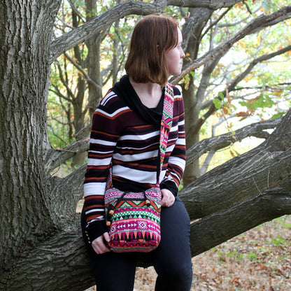 Jacquard Shoulder Bag – Pink