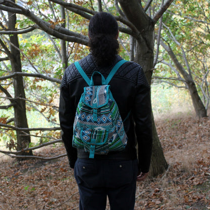 Jacquard Backpack – Natural &amp; Unique - Teal