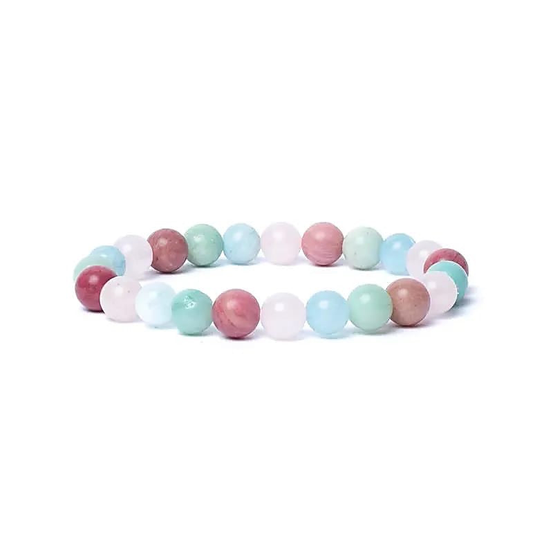 Armband Akvamarin-Stenmix, 8mm, AA-Kvalitet