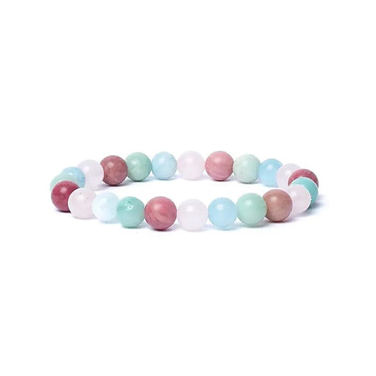 Armband Akvamarin-Stenmix, 8mm, AA-Kvalitet