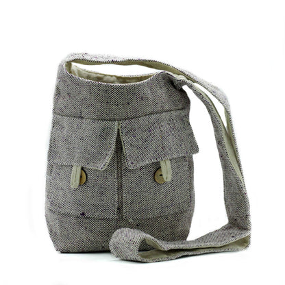 Taschenbeutel aus Baumwolle - Grau, 26cm