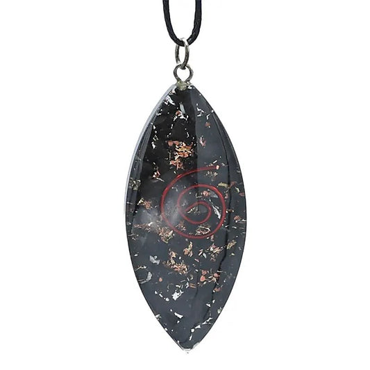 Orgonit-Anhänger oval Schungit mit Halskette