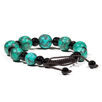 Armband türkiser & schwarzer Achat, verstellbar