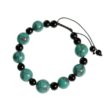 Armband türkiser & schwarzer Achat, verstellbar