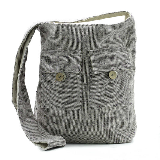 Taschenbeutel aus Baumwolle - Grau, 36cm