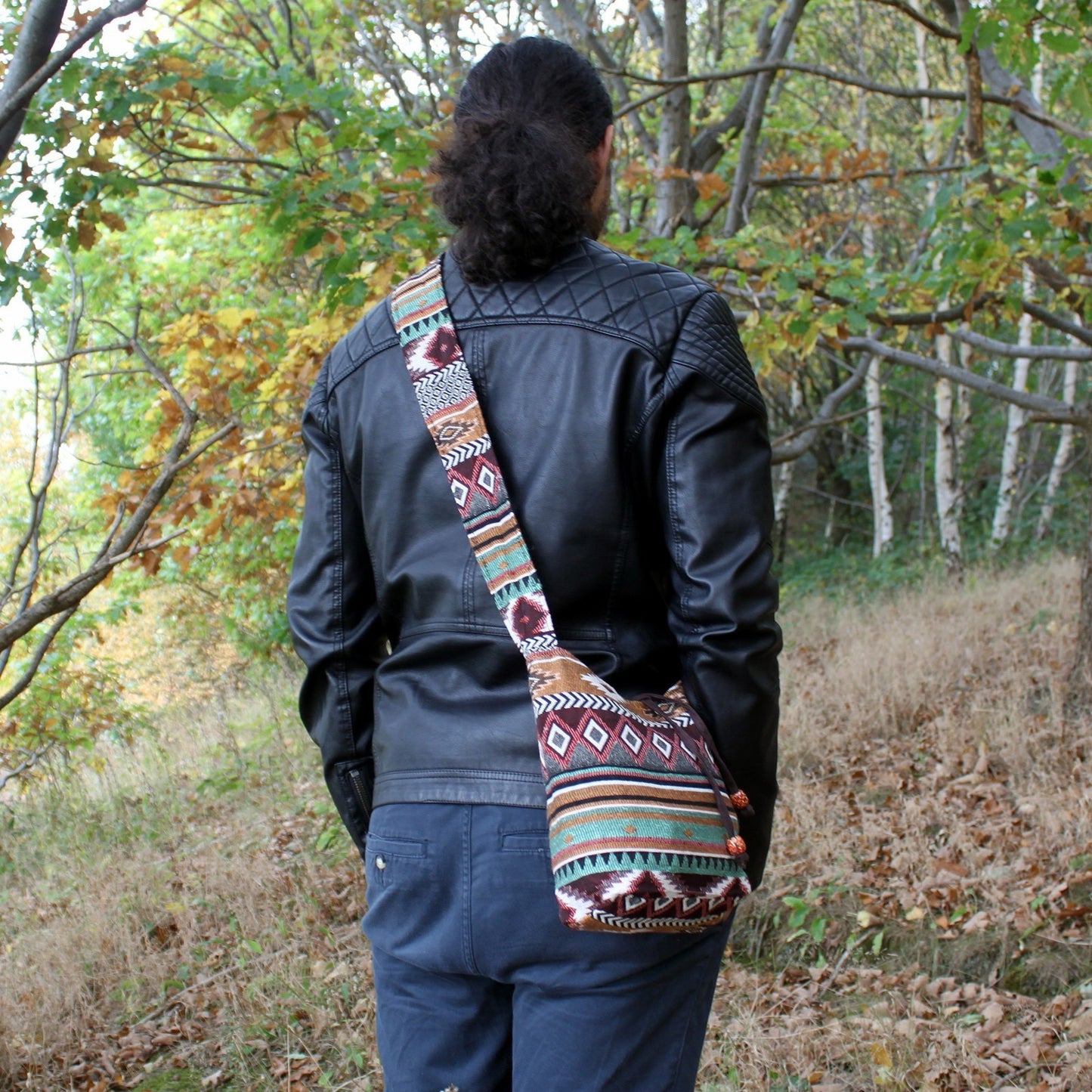 Jacquard Shoulder Bag – Brown