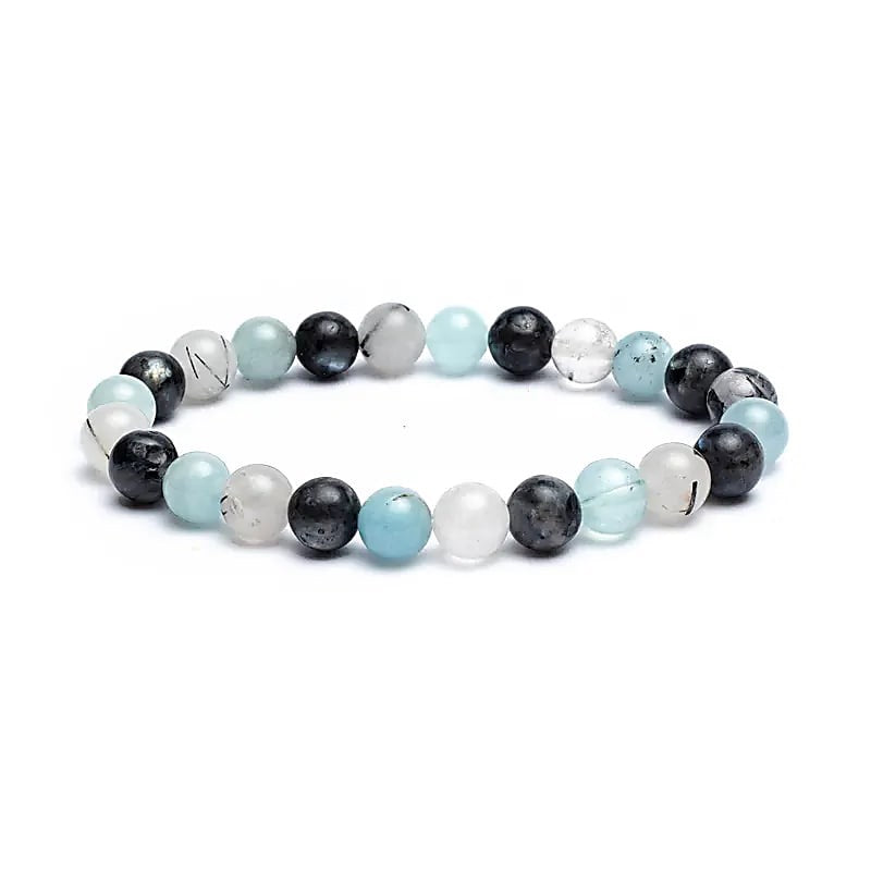 Armband mit Aquamarin, Labradorit und Turmalinquarz, 8mm