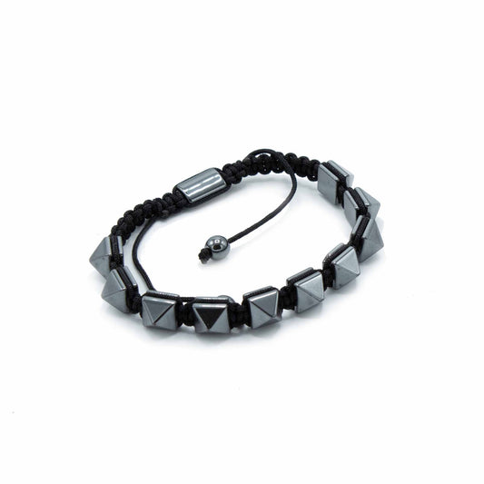 Magnetiskt Shamballa-armband av Hämatit med pyramidformad