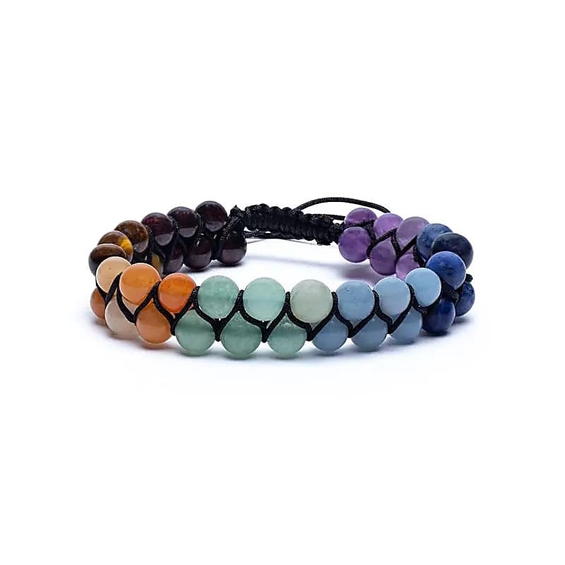 Chakraarmband – dubbla, justerbart med ädelstenar