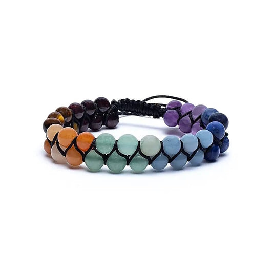 Chakra-Armband – doppelt, verstellbar mit Edelsteinen