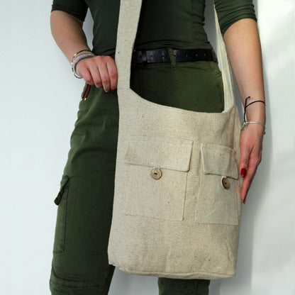 Pocket Bag in Cotton - Stone, 36cm