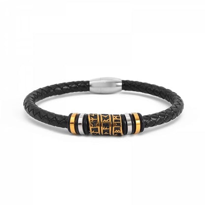 Leather Bracelet "Golden Runes"