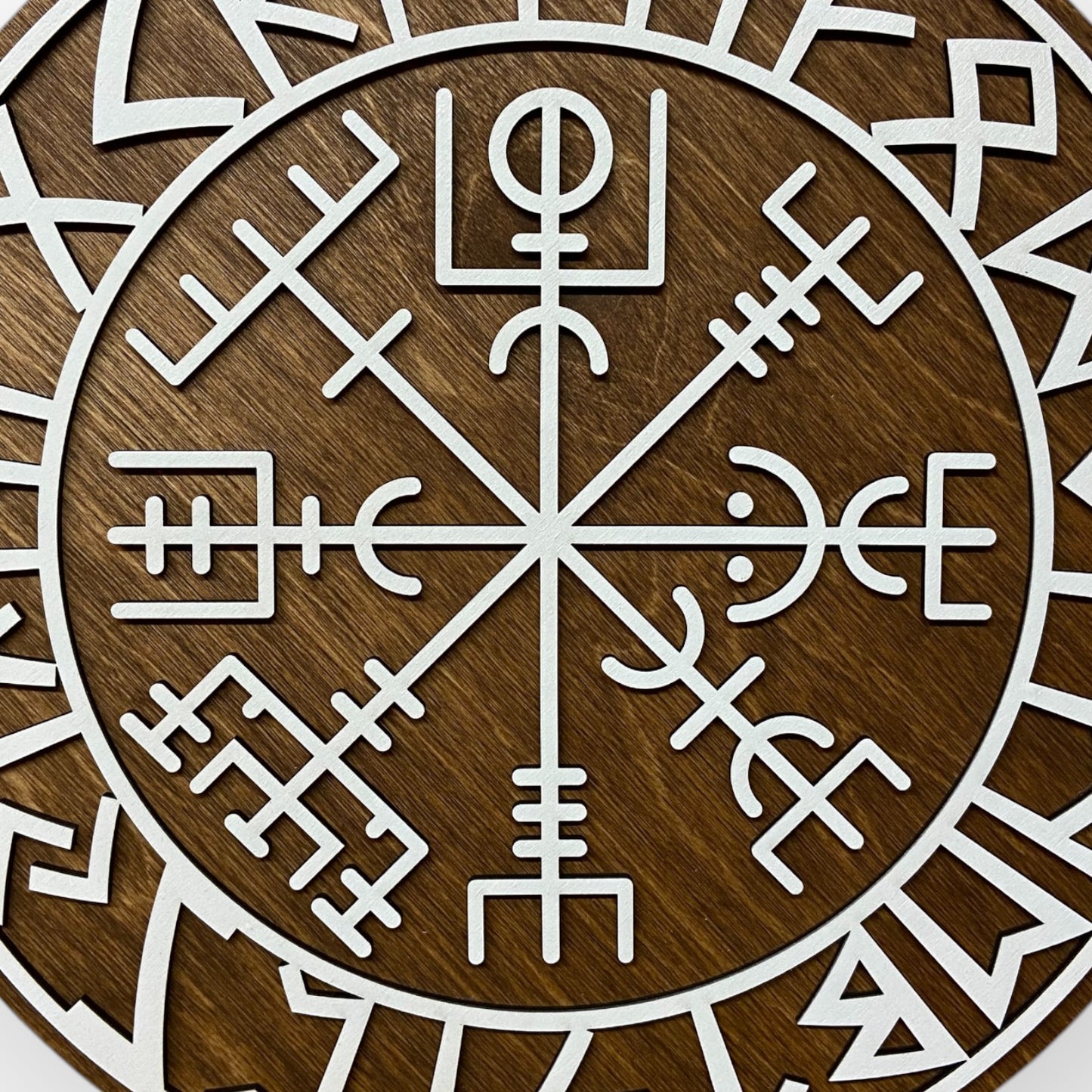Wall decoration – Viking Shield with Runes &amp; Viking Compass 🛡️✨ - Type 3, Vers. 3