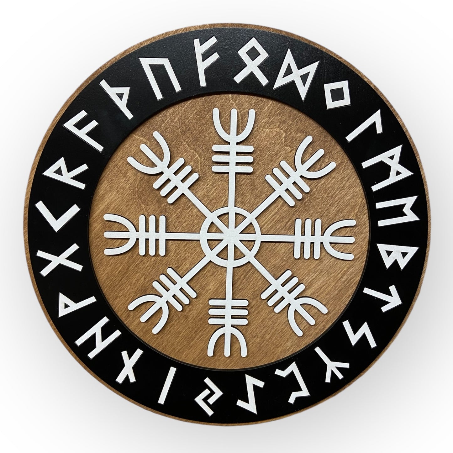 Wanddekoration – Vikingerschild mit Runen & Vikingkompass 🛡️✨ – Typ 2, Vers. 3