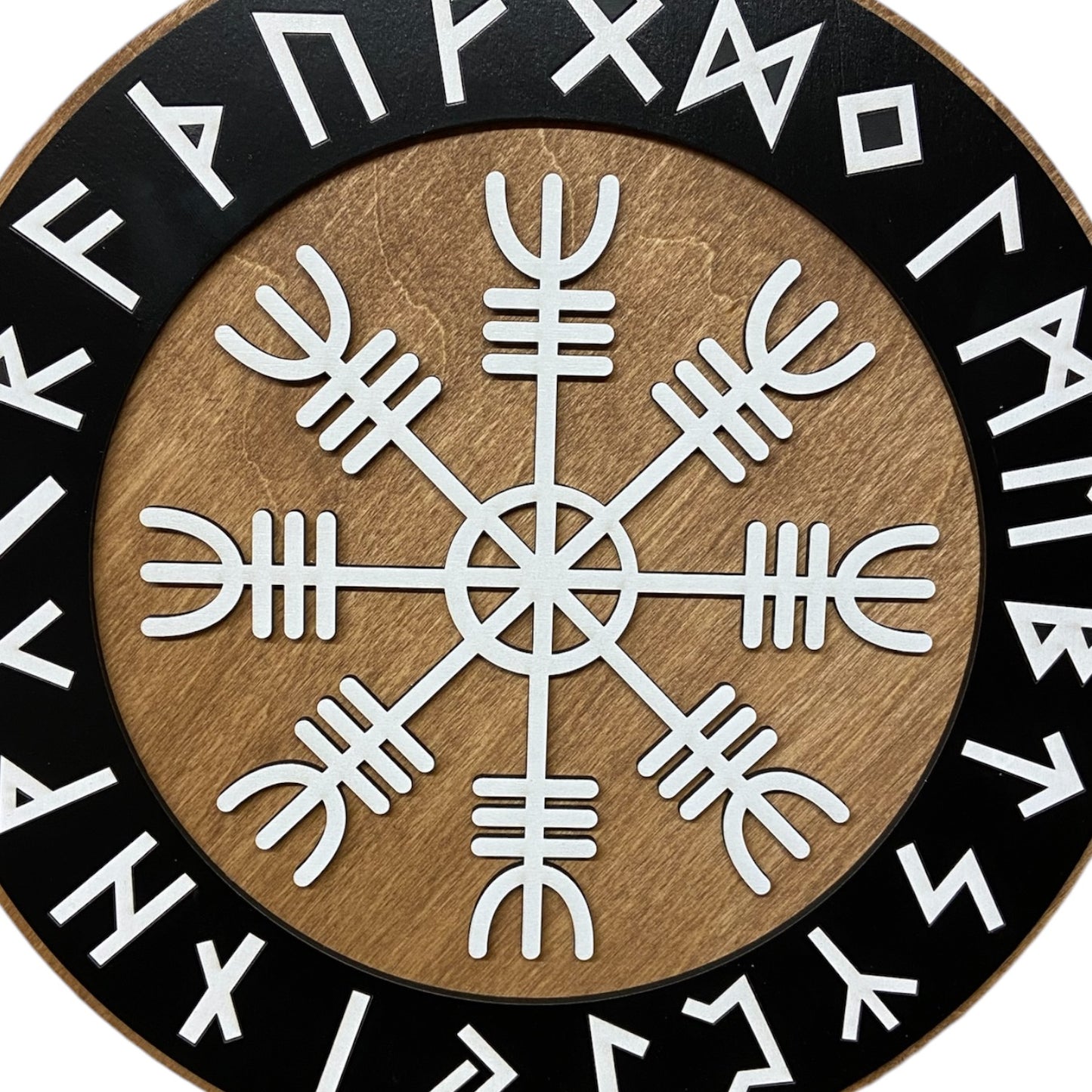 Wanddekoration – Vikingerschild mit Runen & Vikingkompass 🛡️✨ – Typ 2, Vers. 3