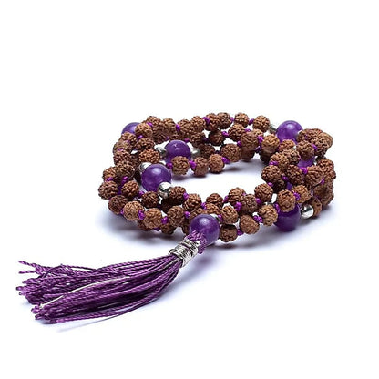Mala "Rudraksha & Amethyst" 108 beads