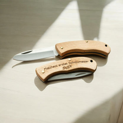 Child-proof wooden carving knife - personal engraving possible 