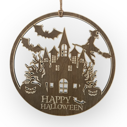 Dekoschild „Haunted House-Happy Halloween“ – 2 Varianten