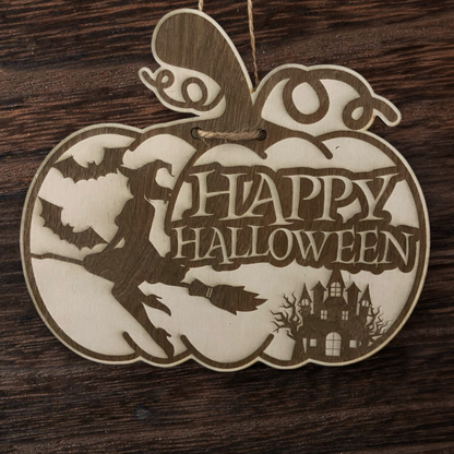 Decorative sign - "Pumpkin-Happy Halloween"