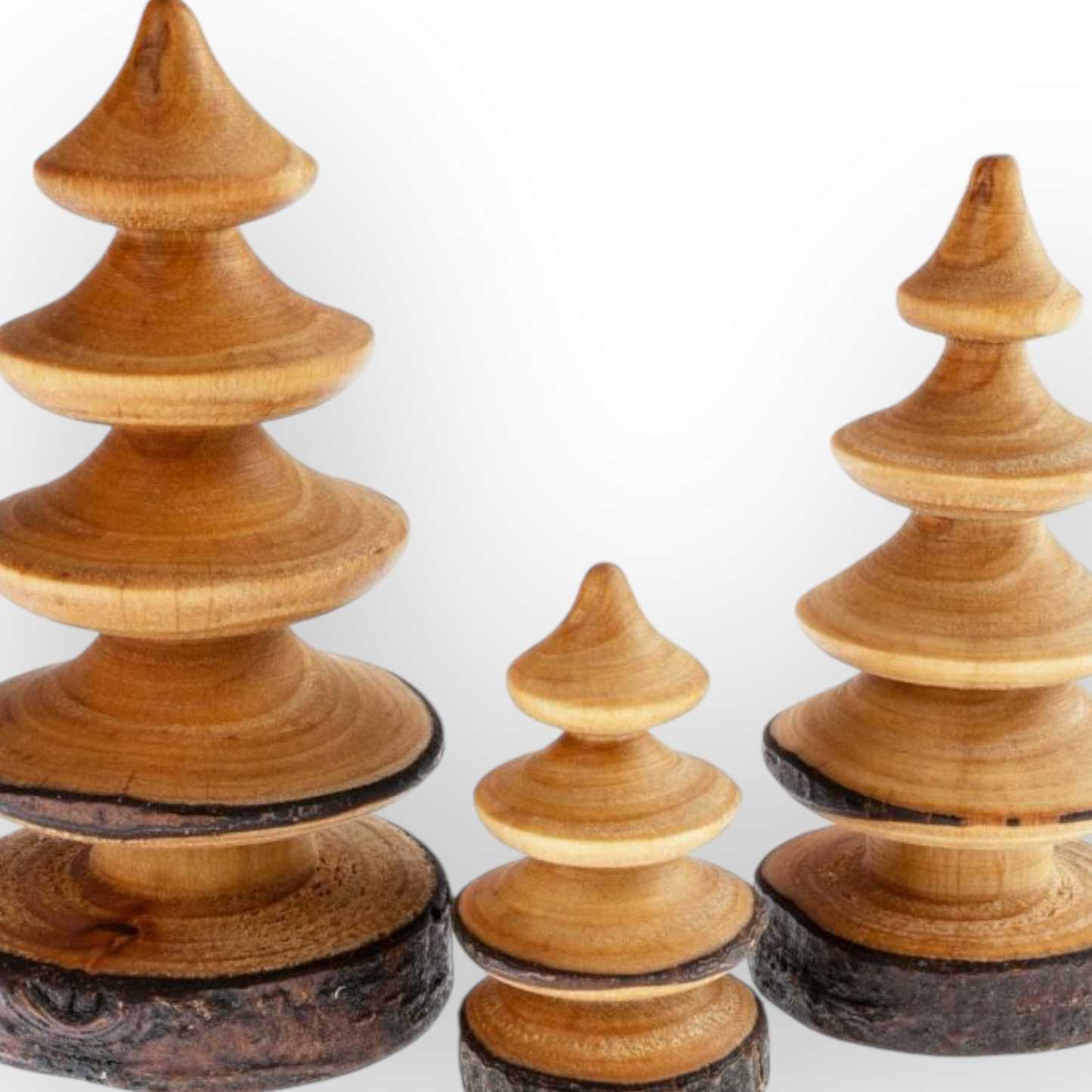 Handgedrehter Zierbaum aus geöltem Erlenholz - Rustikale Naturdekoration