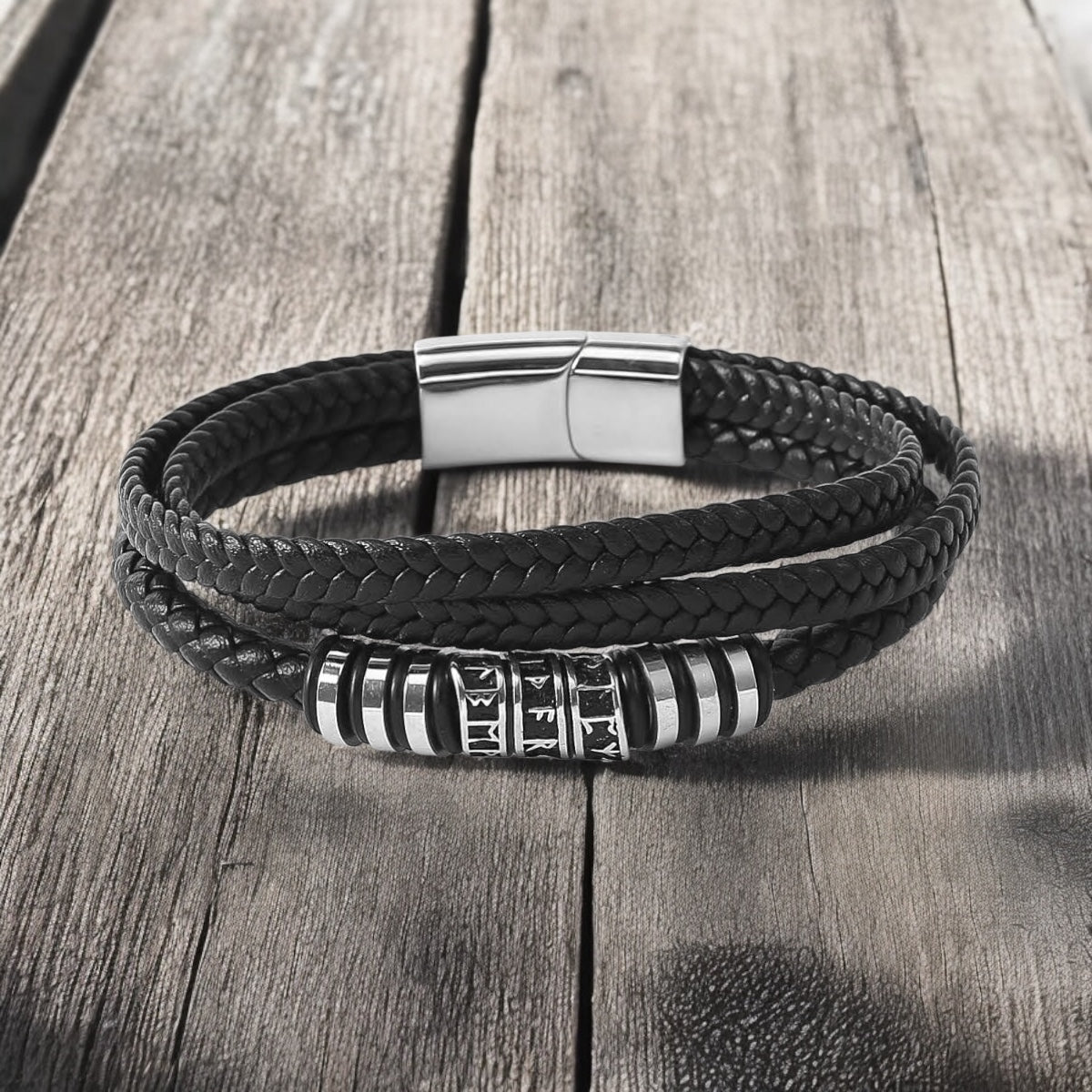 Leder Armband "Runen-tripple"
