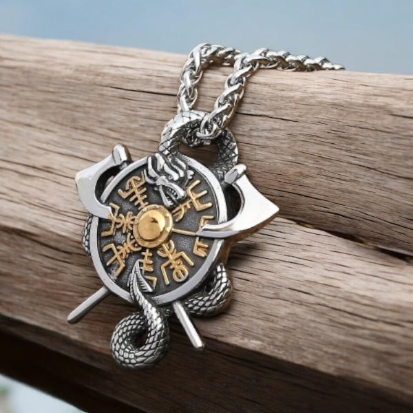 Halsband "Viking Vegvisir Skyddsamulett"