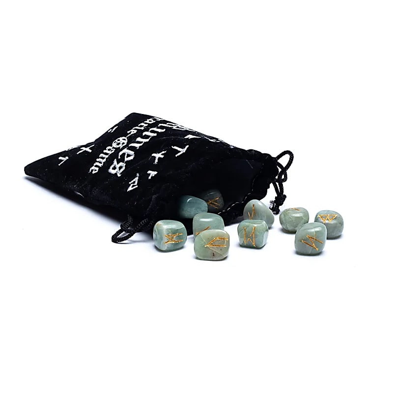 Runes Oracle Set - Aquamarine in Velvet Bag