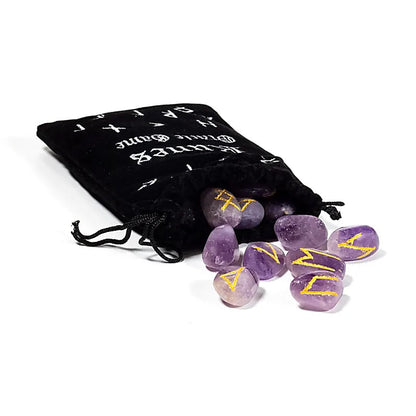 Runes Oracle Set Amethyst in Velvet Bag