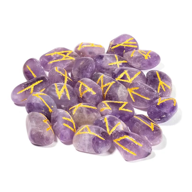 Runes Oracle Set Amethyst in Velvet Bag