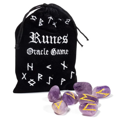 Runes Oracle Set Amethyst in Velvet Bag