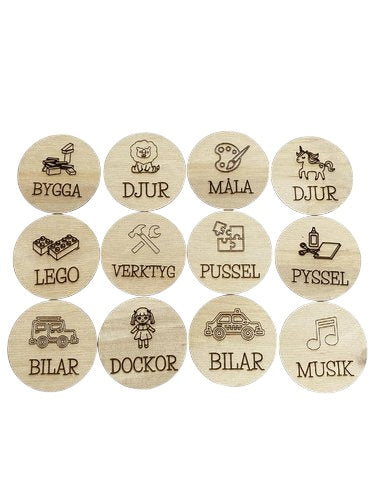 Wooden boards for the children's room with text for optimal storage 60mm