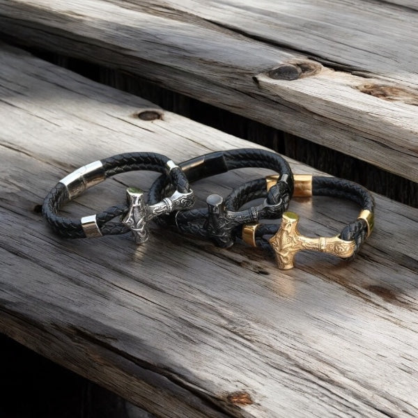 Armband "Mjölner Asgard Knot" Läder