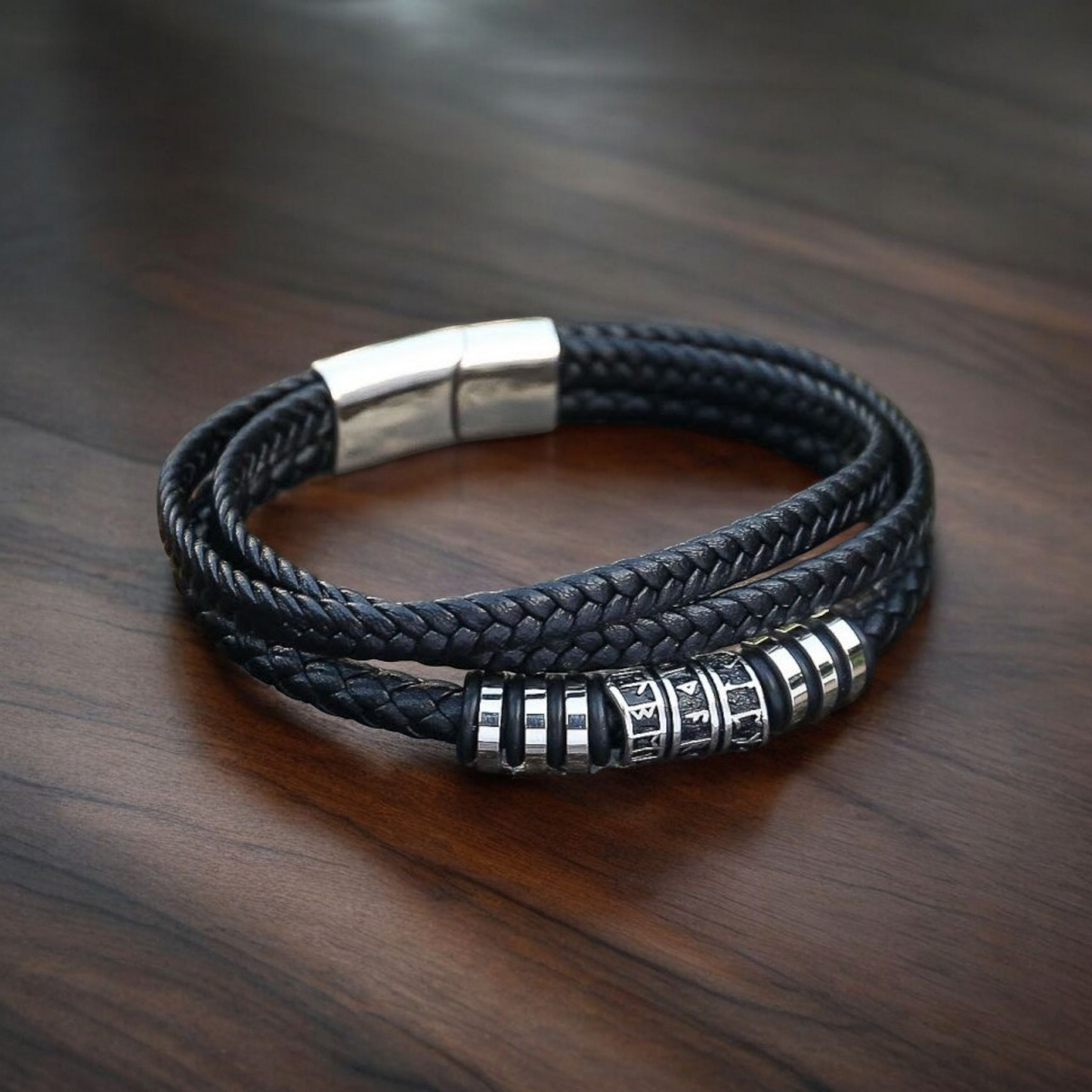 Leder Armband "Runen-tripple"